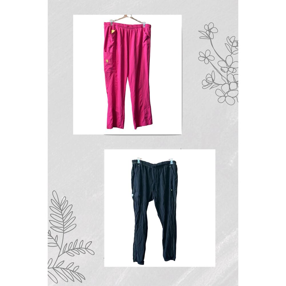 ScrubStar Pants 2X Elastic Waist Drawstring Pocket Reflective 2 pcs Plus Size